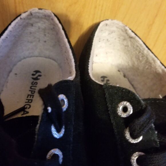 Superga Black Skater Shoes Sneakers Suede Leather Unisex EU 41 Women 9.5 Men 8 - Picture 10 of 14